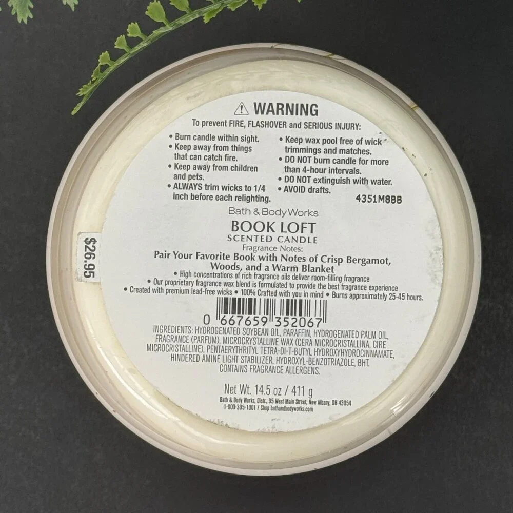 BBW Book Loft Bath & Body Works 3 Wick Candle